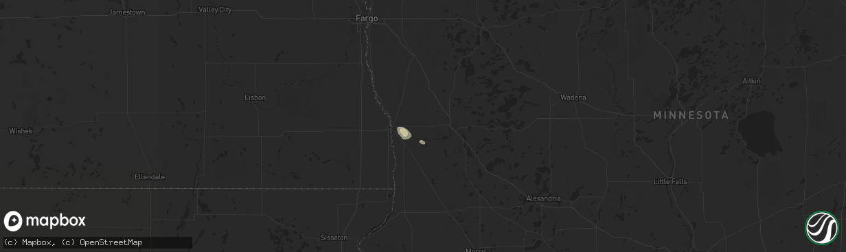 Hail map in Foxhome, MN on August 16, 2025