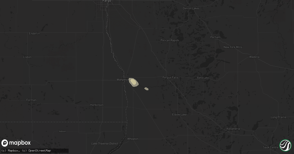 Hail map in Foxhome, MN on August 16, 2025