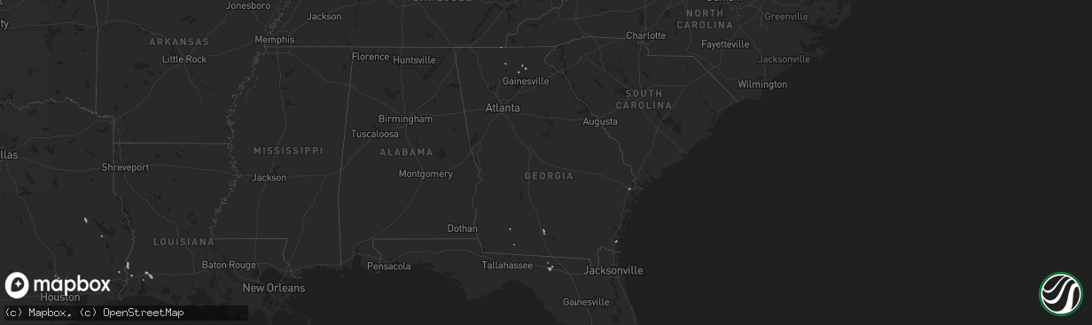 Hail map in Georgia on August 16, 2025