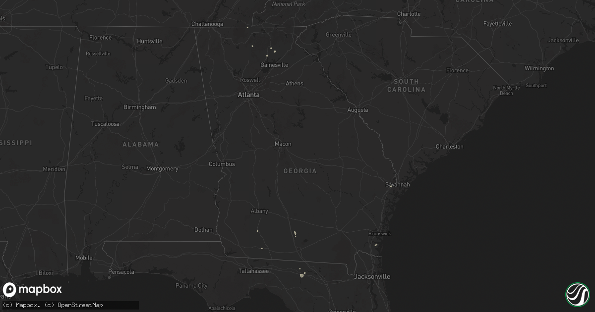 Hail map in Georgia on August 16, 2025
