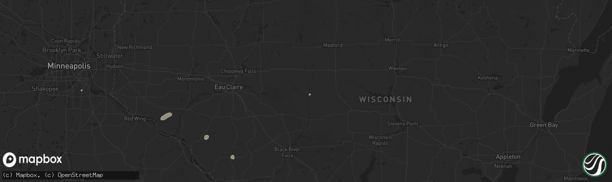 Hail map in Greenwood, WI on August 16, 2025