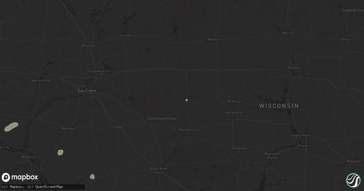 Hail map in Greenwood, WI on August 16, 2025