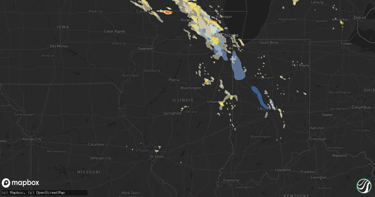 Hail map in Illinois on August 16, 2025