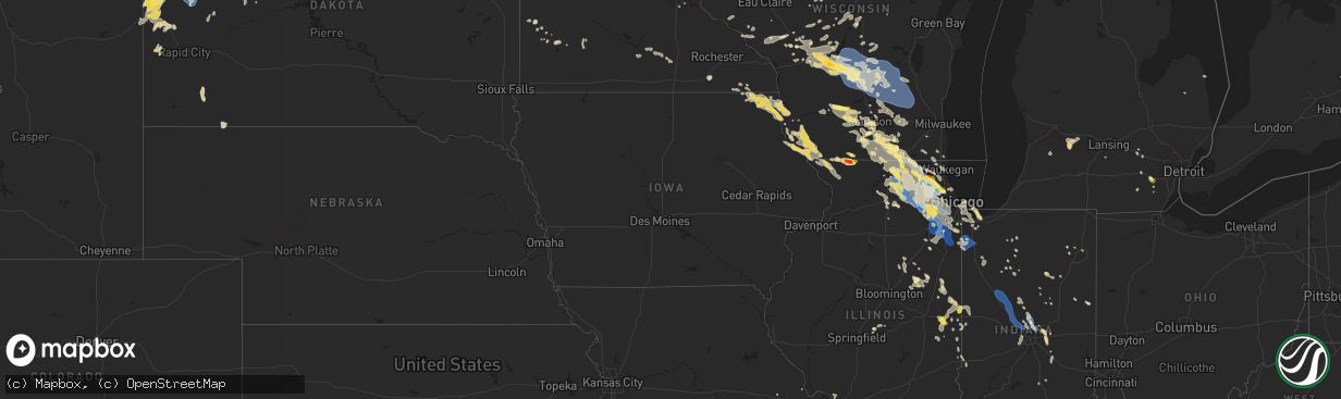 Hail map in Iowa on August 16, 2025