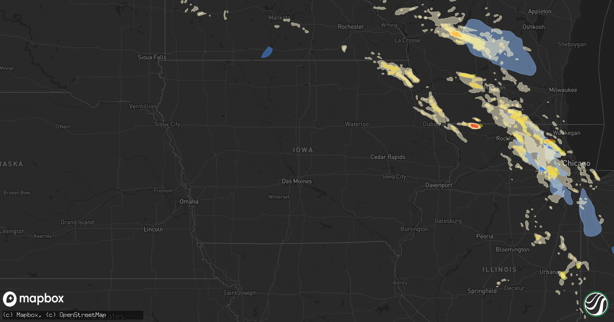 Hail map in Iowa on August 16, 2025