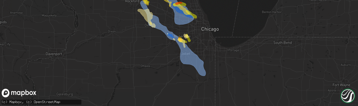 Hail map in Joliet, IL on August 16, 2025