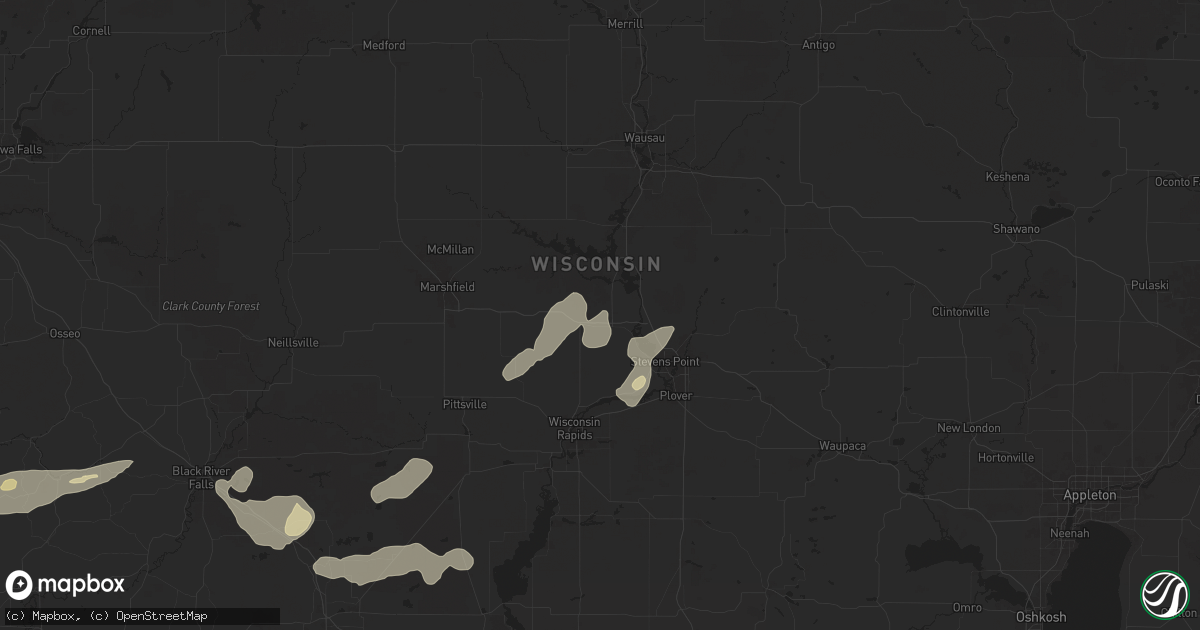 Hail map in Junction City, WI on August 16, 2025
