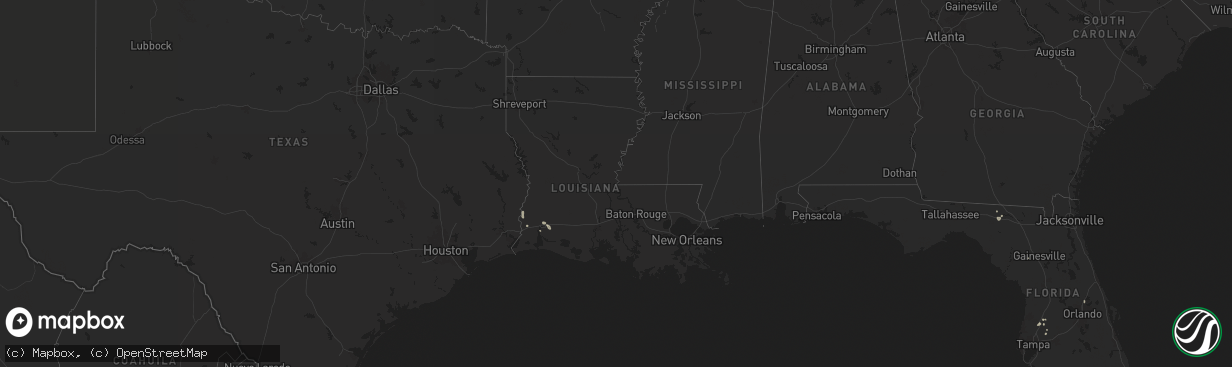 Hail map in Louisiana on August 16, 2025