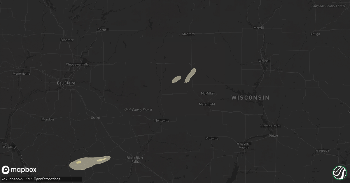 Hail map in Loyal, WI on August 16, 2025