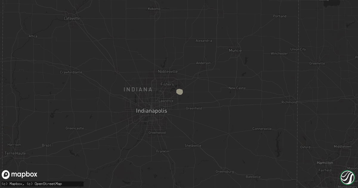 Hail map in Mccordsville, IN on August 16, 2025