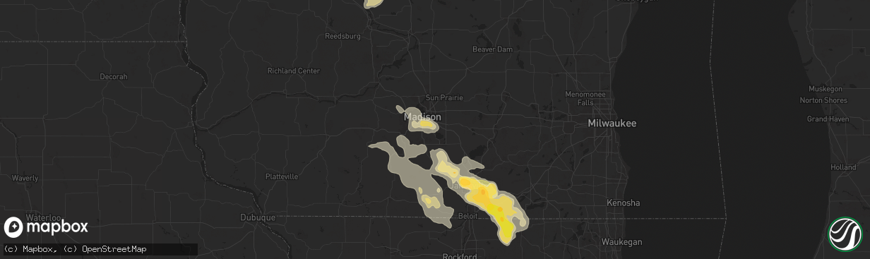 Hail map in Mcfarland, WI on August 16, 2025