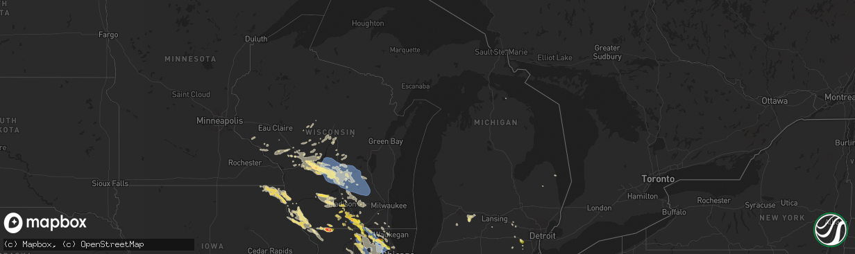 Hail map in Michigan on August 16, 2025