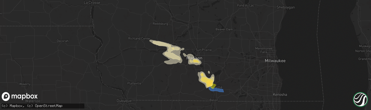 Hail map in Middleton, WI on August 16, 2025