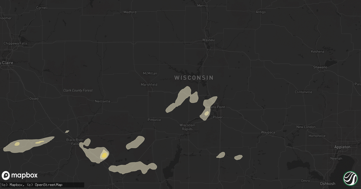 Hail map in Milladore, WI on August 16, 2025