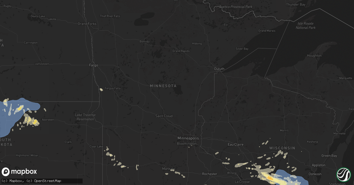 Hail map in Minnesota on August 16, 2025