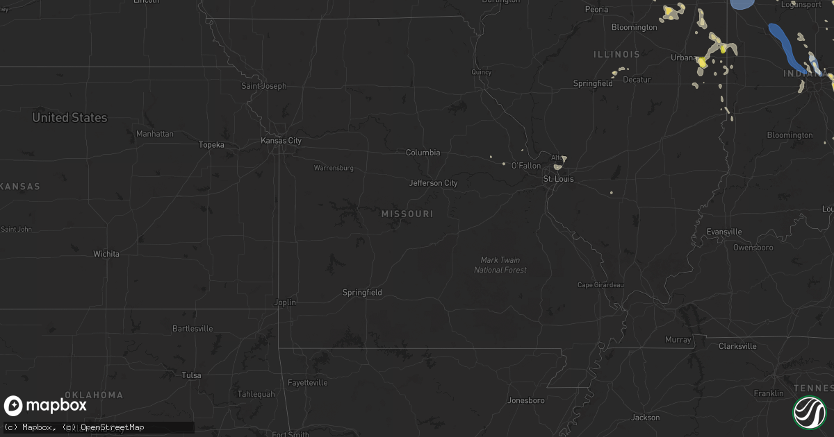 Hail map in Missouri on August 16, 2025