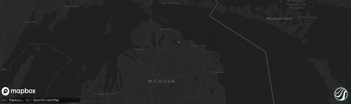 Hail map in Onaway, MI on August 16, 2025
