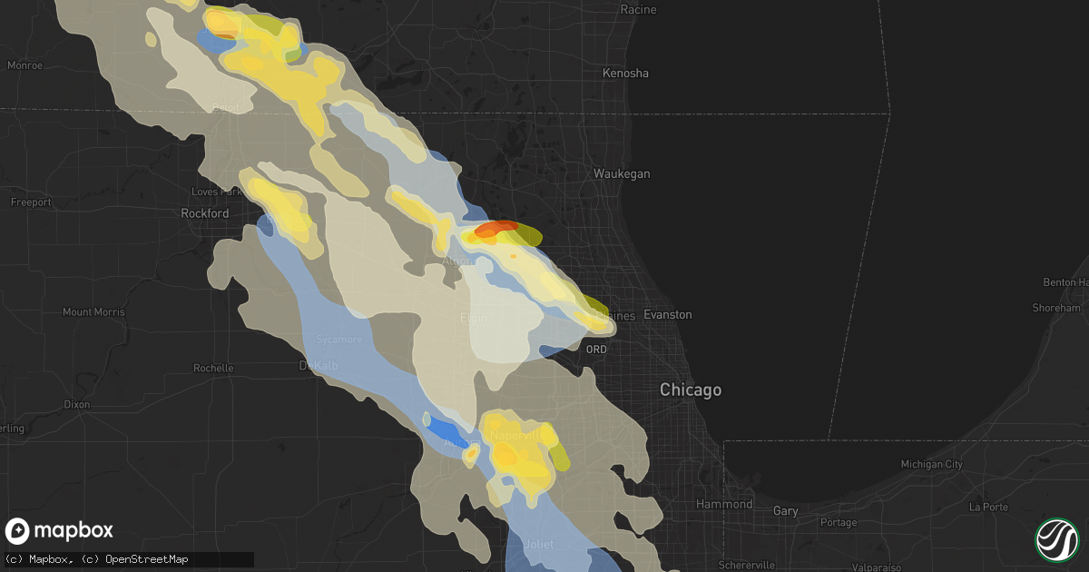 Hail map in Palatine, IL on August 16, 2025