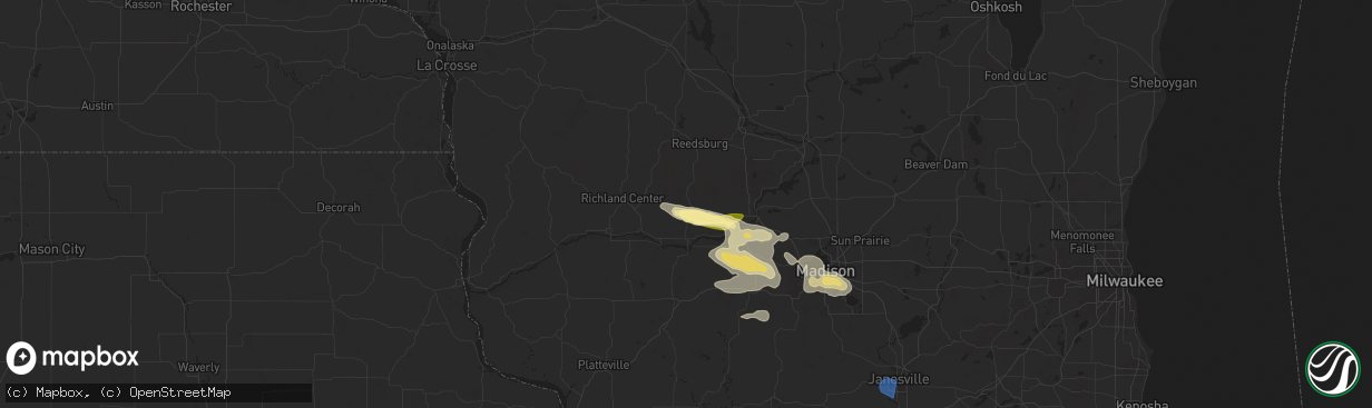 Hail map in Plain, WI on August 16, 2025