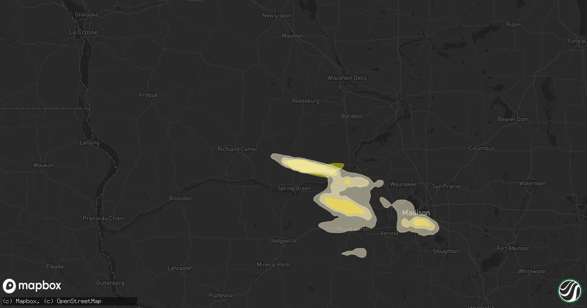Hail map in Plain, WI on August 16, 2025