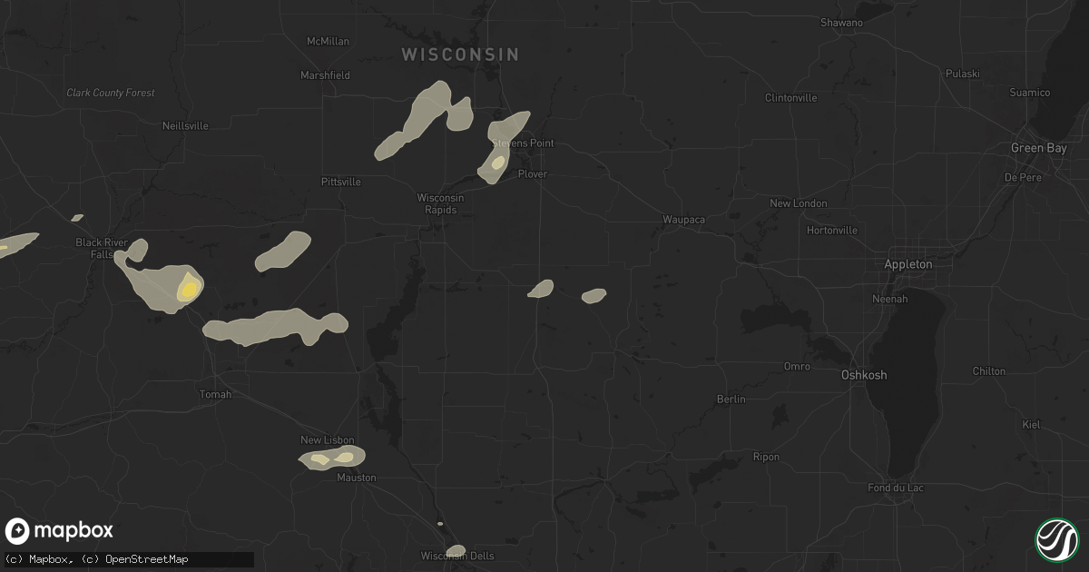 Hail map in Plainfield, WI on August 16, 2025