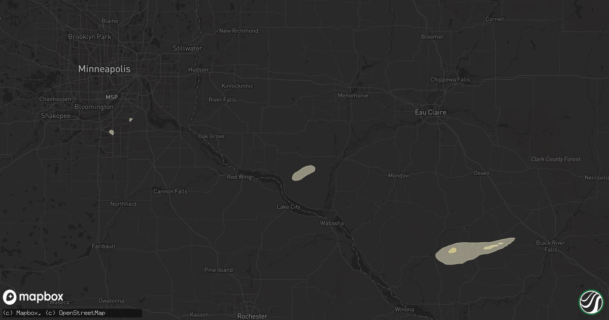 Hail map in Plum City, WI on August 16, 2025