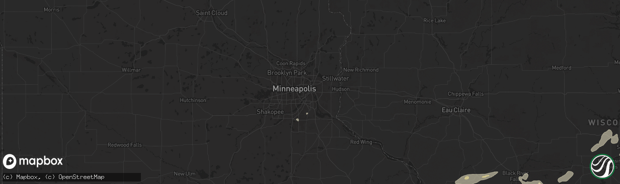 Hail map in Saint Paul, MN on August 16, 2025