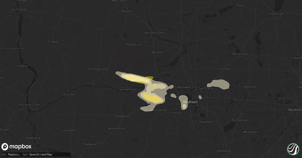 Hail map in Sauk City, WI on August 16, 2025