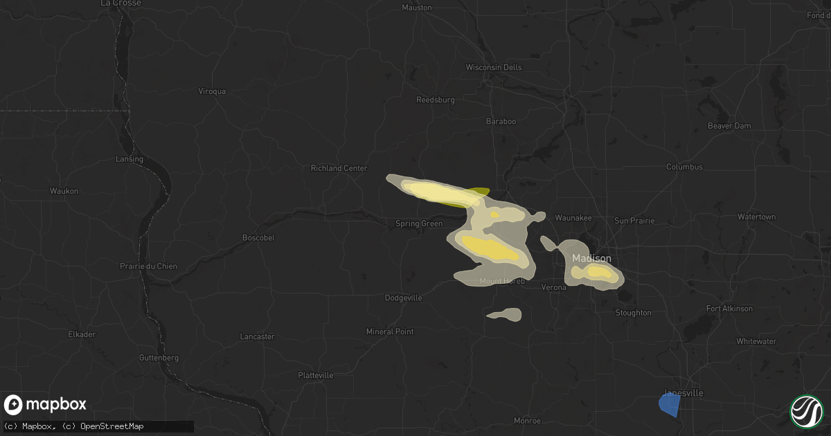 Hail map in Spring Green, WI on August 16, 2025