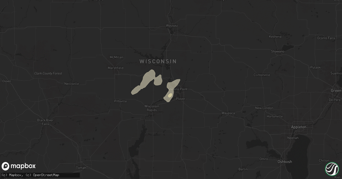 Hail map in Stevens Point, WI on August 16, 2025