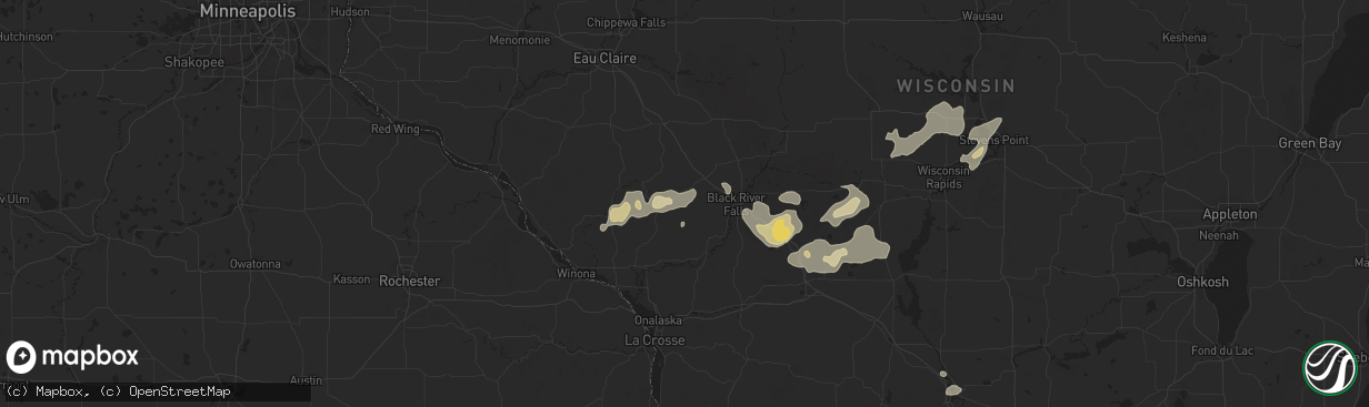 Hail map in Taylor, WI on August 16, 2025