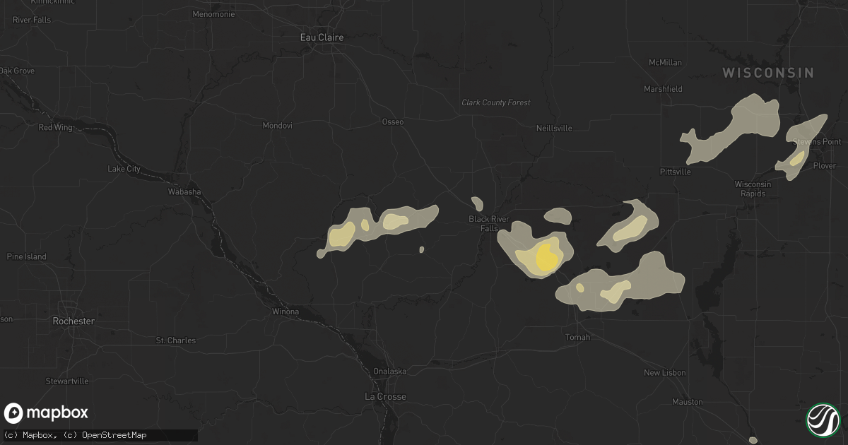 Hail map in Taylor, WI on August 16, 2025