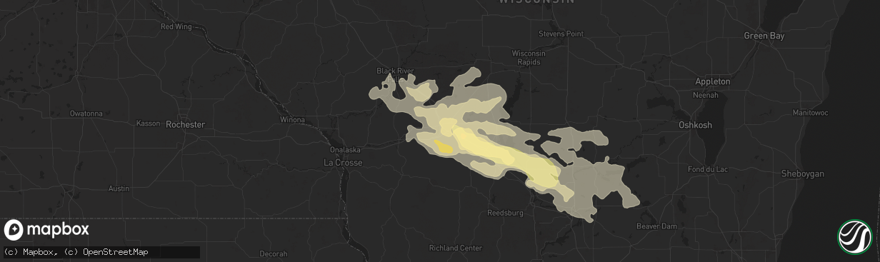 Hail map in Tomah, WI on August 16, 2025