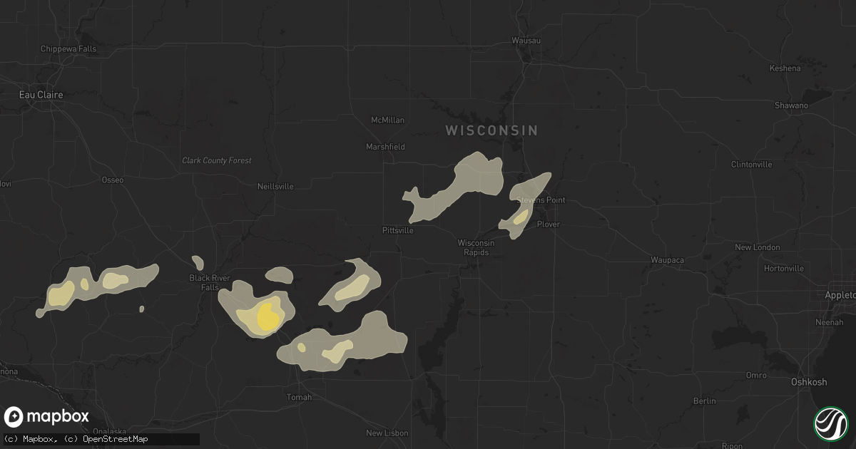 Hail map in Vesper, WI on August 16, 2025