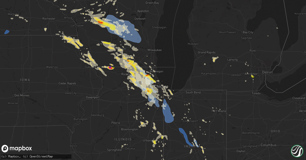 Hail map on August 16, 2025