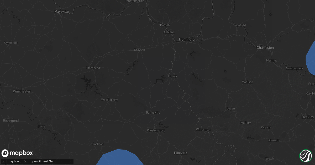 Hail map in Adams, KY on August 16, 2026