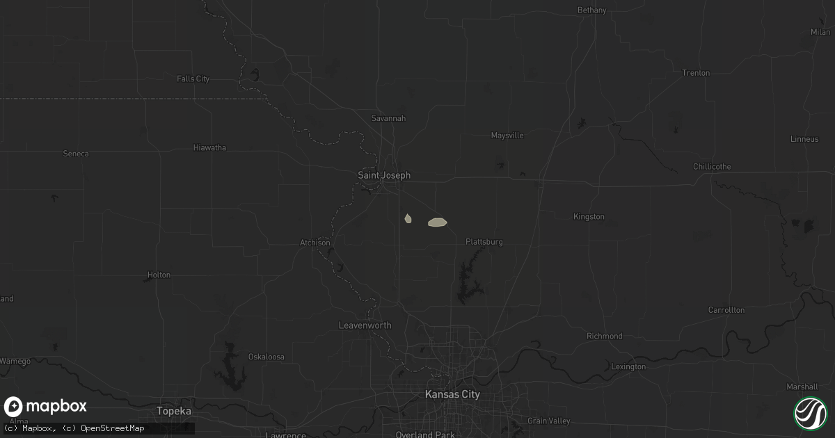 Hail map in Agency, MO on August 16, 2026
