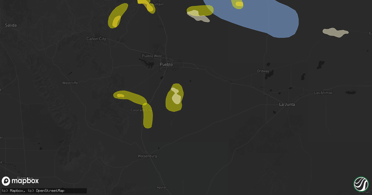 Hail map in Avondale, CO on August 16, 2026
