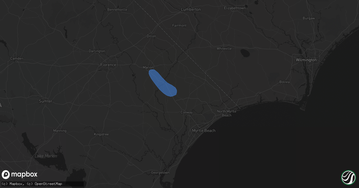 Hail map in Aynor, SC on August 16, 2026