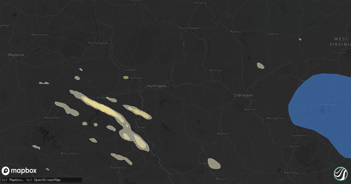 Hail map in Barboursville, WV on August 16, 2026