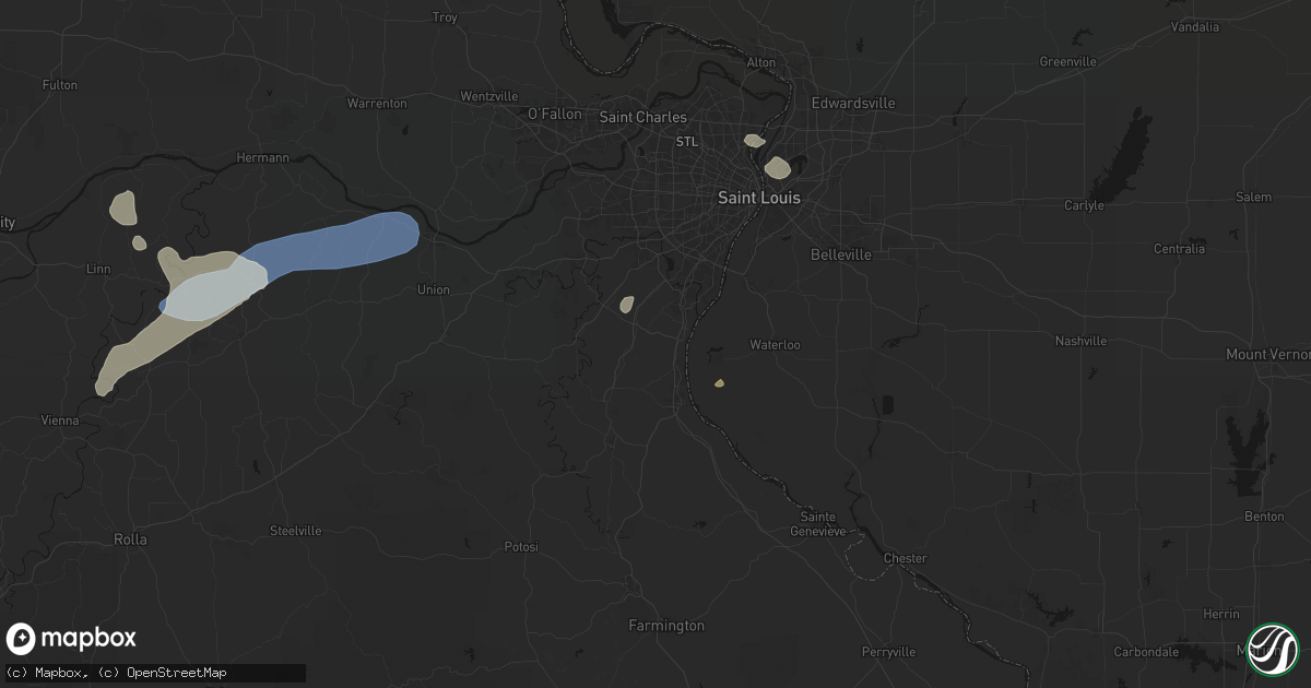 Hail map in Barnhart, MO on August 16, 2026
