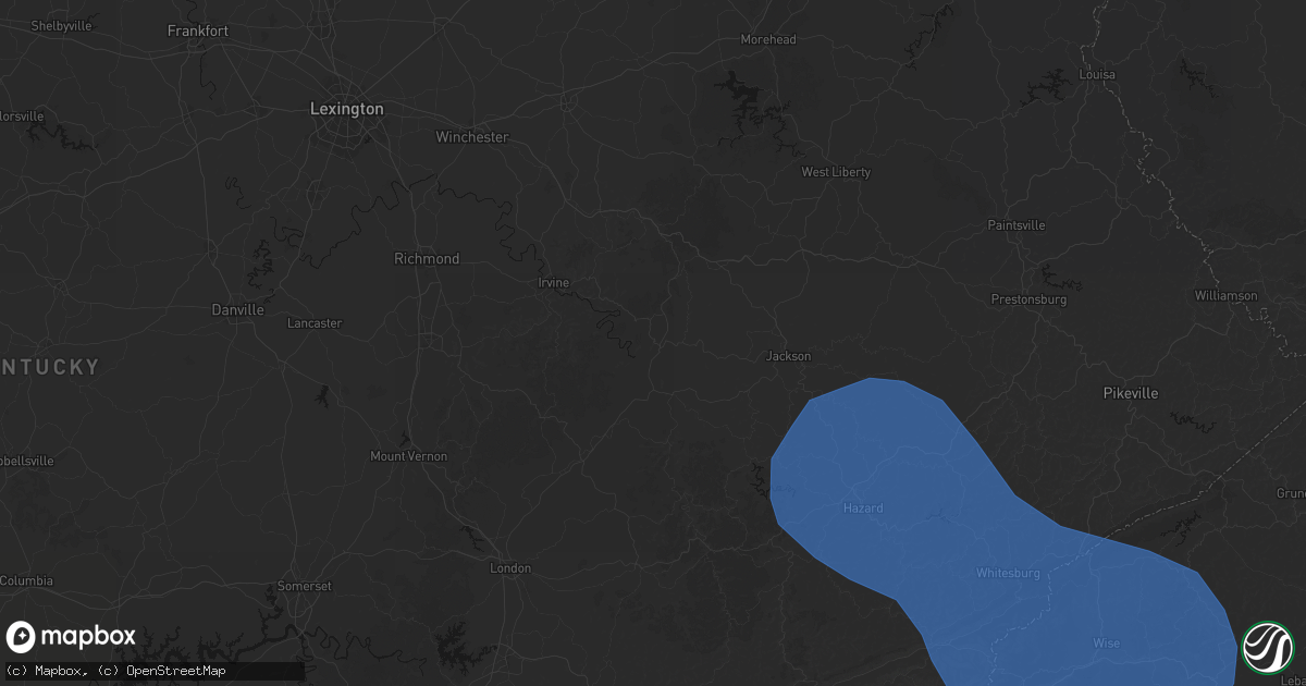 Hail map in Beattyville, KY on August 16, 2026