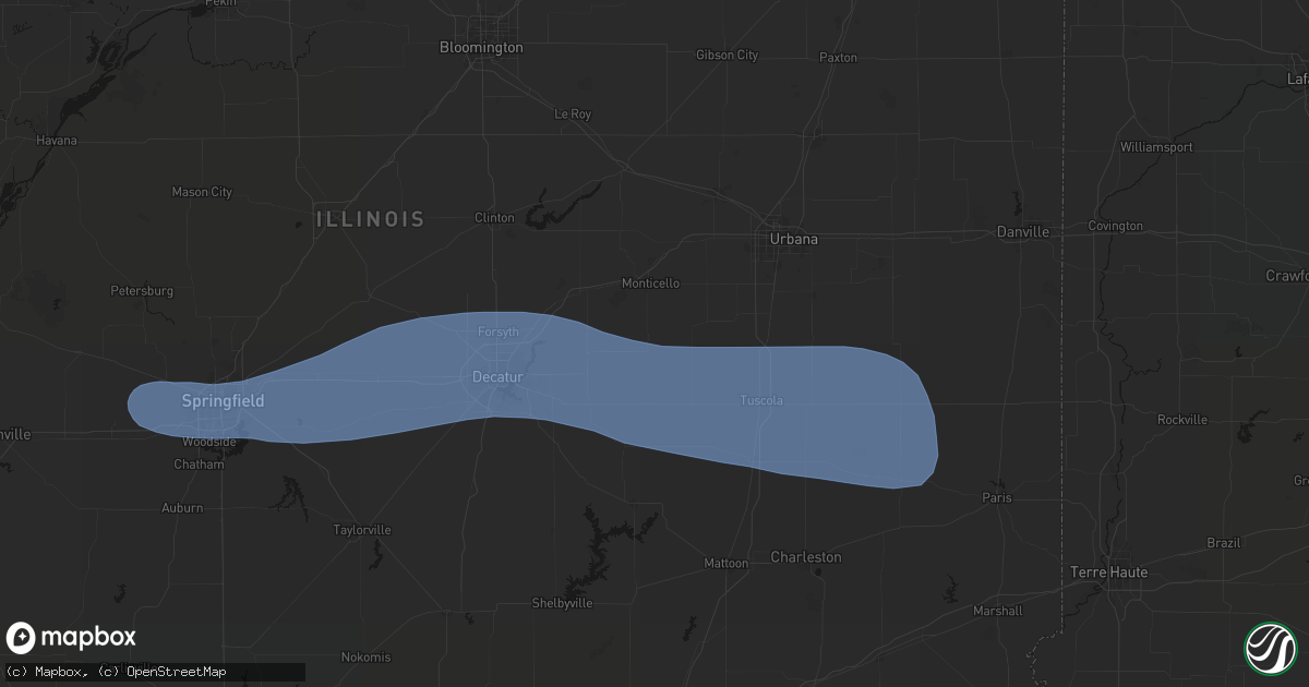 Hail map in Bement, IL on August 16, 2026