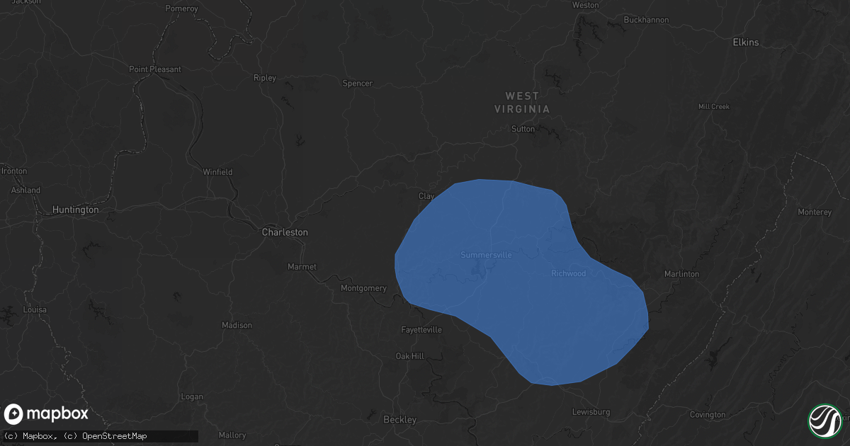 Hail map in Bickmore, WV on August 16, 2026