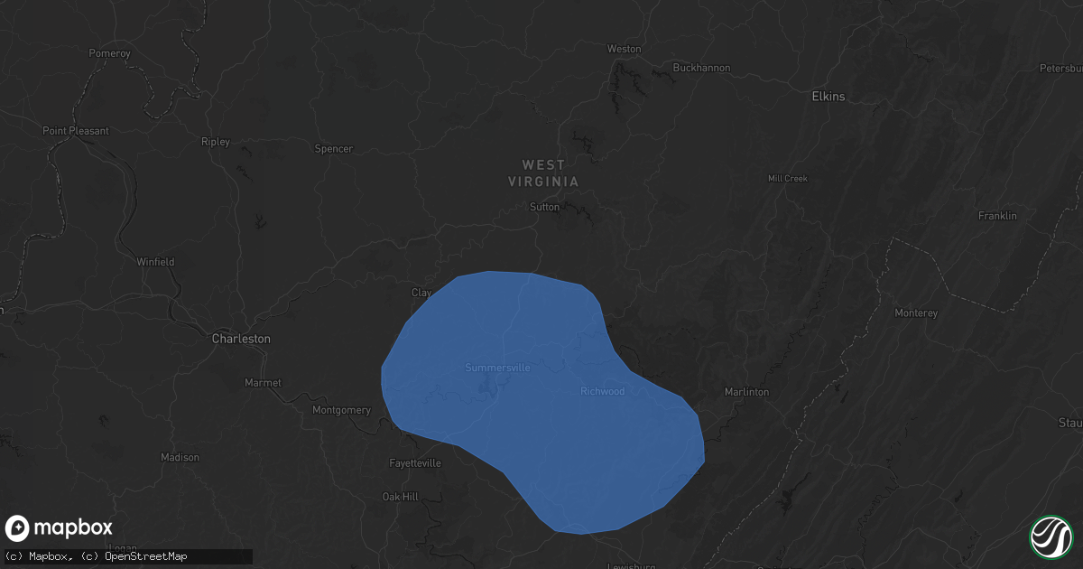 Hail map in Birch River, WV on August 16, 2026