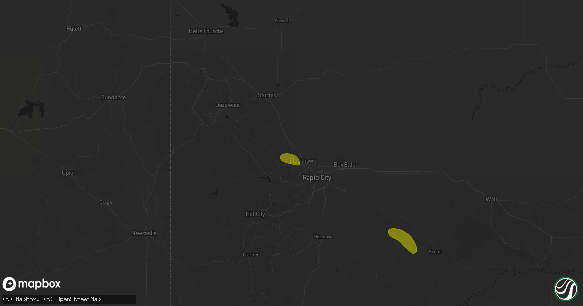 Hail map in Black Hawk, SD on August 16, 2026