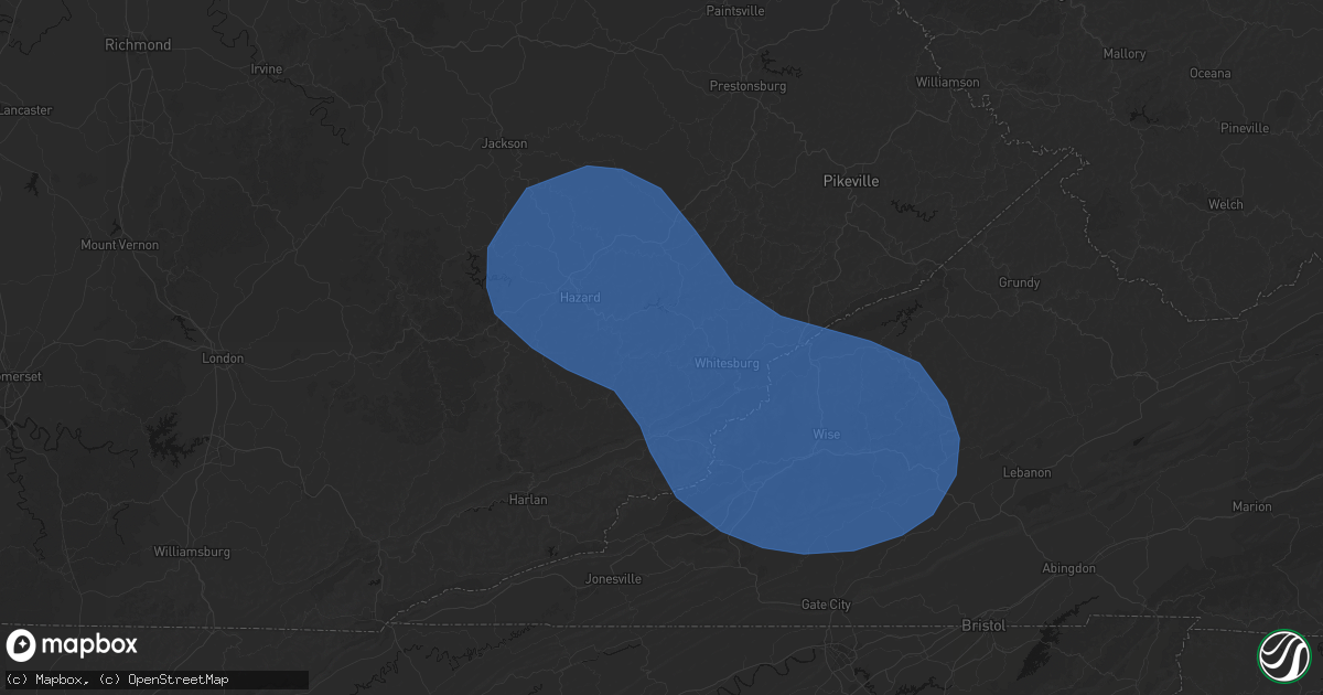 Hail map in Blackey, KY on August 16, 2026
