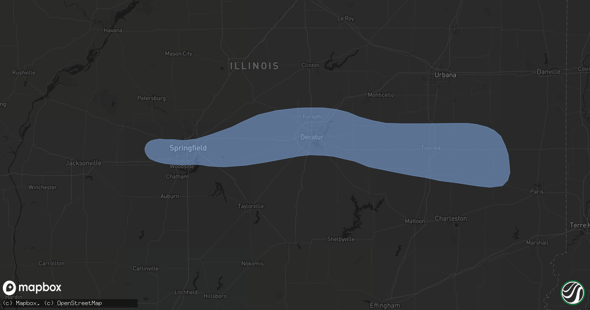 Hail map in Boody, IL on August 16, 2026