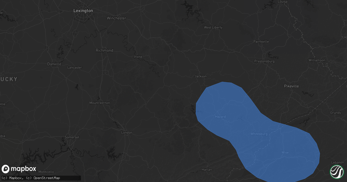 Hail map in Booneville, KY on August 16, 2026