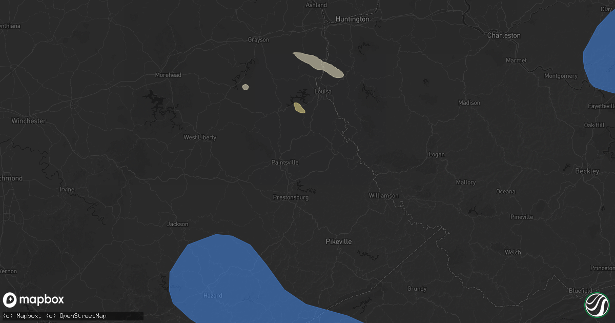 Hail map in Boons Camp, KY on August 16, 2026